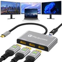 Adaptador USB C para 3 HDMI Reborn, divisor PD 4K60Hz 100W Adaptador USB C para 3 HDMI Reborn, divisor PD 4K60Hz 100W