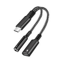 Adaptador USB C Para Conector De Fone De Ouvido De 3,5mm 2 Em 1 Tipo C PD 60W Carregamento Áudio Aux