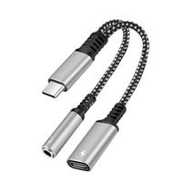 Adaptador USB C Para Conector De Fone De Ouvido De 3,5mm 2 Em 1 Tipo C PD 60W Carregamento E Áudio