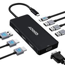 Adaptador USB C para HDMI duplo GVRIOY Estação de ancoragem 8 em 1