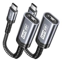 Adaptador USB C para HDMI JSAUX 4K tipo C Thunderbolt 3 cinza, pacote com 2