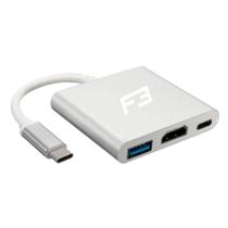 Adaptador USB-C para HDMI, USB C, USB A, F3, Alumínio - JC-TYC-HM31 Adaptador USB-C para HDMI, USB C, USB A, F3, Alumínio - JC-TYC-HM31