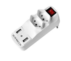 Adaptador Usb E Tomada 2 Entradas Opus