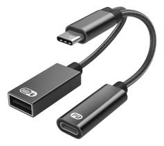 Adaptador Usb Otg Tipo C 60w Pd Cabo Telefone Cor Preto