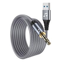 Adaptador USB para conector de áudio de 3,5 mm cinza de 2 m para laptop, alto-falante