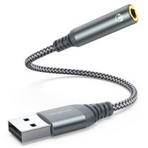 Adaptador USB para conector de áudio de 3,5 mm MCSPER para fone de ouvido cinza