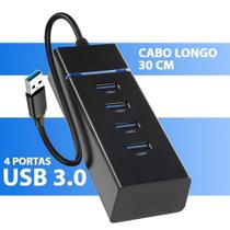 Adaptador Usb Regua Extensor 3.0 Hub 4 Portas P/ Pen Drive HD Mouse Teclado Para Windows Mac Linux
