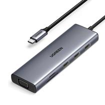 Adaptador usb tipo c 10 em 1 hdmi vga rj45 gigabit 3 usb-a leitor sd/tf p2 usb-c 100w cm498 - 15600