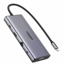 Adaptador usb tipo c 11 em 1 hdmi vga rj45 gigabit 2 usb-a 2 usb- c leitor sd/tf p2 usb-c 100w cm639 ugreen - 45520