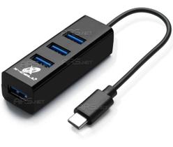 Adaptador Usb Tipo C 3.0 Hub 4 Portas Preto Mouse Teclado