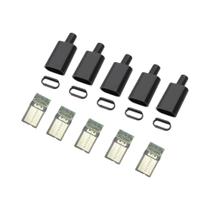 Adaptador USB Tipo C 3.1 De 24 Pinos Macho Com Carcaça, 5 Peças, Acessórios Para Reparo De Cabo De