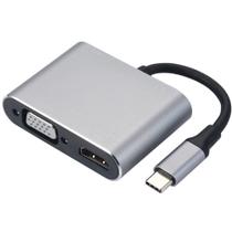 Adaptador USB tipo C 4 em 1 para PD+HDMI+VGA+USB - PONTO DO NERD
