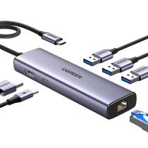 Adaptador usb tipo c 6 em 1 hdmi 4k 3 usb 3.0 rj45 gigabit usb-c pd 100w cm512 ugreen - 15598 Adaptador usb tipo c 6 em 1 hdmi 4k 3 usb 3.0 rj45 gigabit usb-c pd 100w cm512 ugreen - 15598