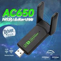 Adaptador USB Wi-Fi de Frequência Dupla 650Mbps (2.4G/5G) Wodesys - Placa de Rede Sem Fio para PC