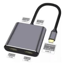 Adaptador USBC 4 em 1 Ion Cabos 2 HDMI 4K USBA 3.1 USBC PD 100W Hub TipoC Alumínio