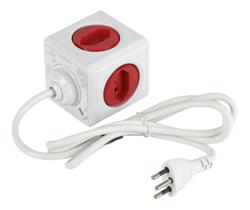 Adaptador VERMELHO 5 Tomadas Múltiplo D Bivolt ELG - PWC-X5