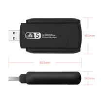 Adaptador Wi-Fi Dual Band 1200Mbps (5GHz/2.4GHz) com Chip RTL8812BU - para Laptop
