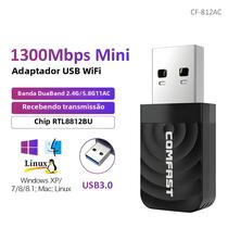 Adaptador WiFi USB 3.0 De Banda Dupla 1300Mbps 2.4G 5GHz 802.11AC Placa De Rede Sem Fio Para Laptop