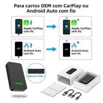 Adaptador Wireless CarPlay Android Auto CarlinKit 5.0 C2Air Dual Mode Bluetooth 5.2 OTA Para Carros Adaptador Wireless CarPlay Android Auto CarlinKit 5.0 C2Air Dual Mode Bluetooth 5.2 OTA Para Carros