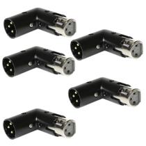 Adaptador XLR Milestock macho para fêmea de 3 pinos, 90, kit com 5 Adaptador XLR Milestock macho para fêmea de 3 pinos, 90, kit com 5