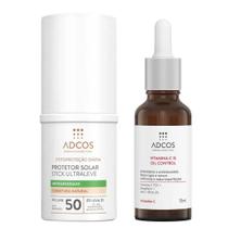 Adcos Dermocosméticos Kit - Sérum Facial + Protetor Solar Antioleosidade Stick com Cor Beige Adcos Dermocosméticos Kit - Sérum Facial + Protetor Solar Antioleosidade Stick com Cor Beige
