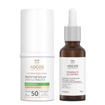 Adcos Dermocosméticos Kit - Sérum Facial + Protetor Solar Antioleosidade Stick com Cor Peach Adcos Dermocosméticos Kit - Sérum Facial + Protetor Solar Antioleosidade Stick com Cor Peach