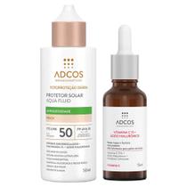 Adcos Dermocosméticos Kit - Sérum Facial + Protetor Solar Facial Aqua Fluid com Cor Peach