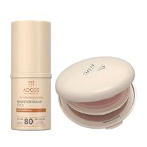 Adcos Kit - Protetor Solar em Pó com Cor FPS50 + Protetor Solar Stick com Cor FPS80 para Todos os Tipos de Pele Adcos Kit - Protetor Solar em Pó com Cor FPS50 + Protetor Solar Stick com Cor FPS80 para Todos os Tipos de Pele