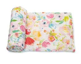 ADDISON BELLE Swaddle Blanket 100% Muslin Cotton Newborn Swaddle for Baby Boy/Girl Soft Lightweight Baby Wrap + Receiving Blanket Unissex 47" x 47" (Aquarela Floral)