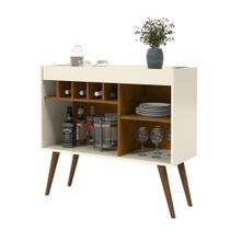 Adega 3 prateleiras nicho 5 garrafas Balcao Buffet Aparador New Odin Off White Freijo