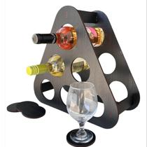 Adega 6 Garrafas Suporte Porta Vinho Mesa Colmeia Mdf