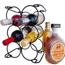 Adega Aramada Ferro Preto para 6 Garrafas de Vinho Design Rústico Artesanal