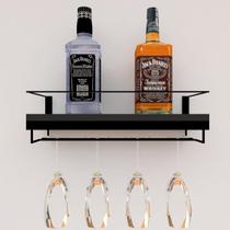 Adega Bar bebida com porta taça 65 cm Preto