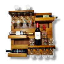 Adega Barzinho de Madeira Parede Vinhos Bebidas Taças