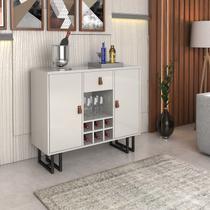 Adega Buffet/Aparador estilo industrial 2 portas 1 gaveta puxador em couro estilo europeu Adega Buffet/Aparador estilo industrial 2 portas 1 gaveta puxador em couro estilo europeu