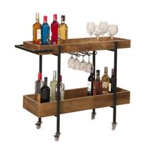 Adega Carrinho Dubai em Madeira Maciça e Base Metal - MobiliaMobilia Adega Carrinho Dubai em Madeira Maciça e Base Metal - MobiliaMobilia