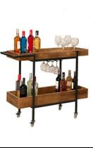 Adega/Carrinho Dubaí Estilo Industrial Madeira Maciça Adega/Carrinho Dubaí Estilo Industrial Madeira Maciça