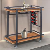 Adega/ Carrinho Espanha Base em Aço Industrial e Tampo em Madeira Laminado Espresso Móveis Adega/ Carrinho Espanha Base em Aço Industrial e Tampo em Madeira Laminado Espresso Móveis