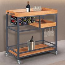 Adega/ Carrinho Viena Base em Aço Industrial e Tampo em Madeira Laminado Espresso Móveis Adega/ Carrinho Viena Base em Aço Industrial e Tampo em Madeira Laminado Espresso Móveis