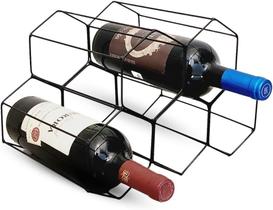 Adega de Ferro para Vinhos, 5 Garrafas, Design Empilhável, Preta