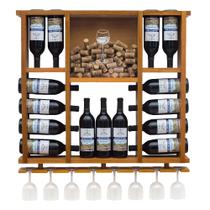 Adega De Madeira 15 Garrafas Porta Rolhas e Taças- Cerejeira Adega De Madeira 15 Garrafas Porta Rolhas e Taças- Cerejeira