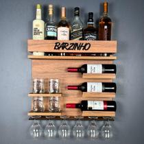 Adega De Parede Para Vinhos e Bebidas Frase Barzinho cor Amadeirado 54x51