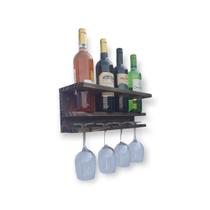 adega de parede suporte para garrafas e taças de vinho fabricada em madeira - Casa Bar Utilidades