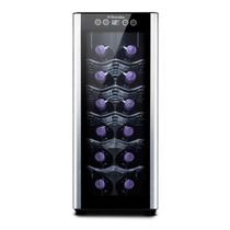 Adega de Vinho Climatizada Electrolux 12 garrafas Uma Porta Preto com Acabamento em AlumínioEscovado ACB12 Bivolt