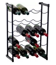 Adega De Vinho Preta Rack Chão Porta Até 20 Garrafas Metaltru