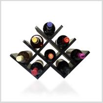 Adega De Vinhos Portátil P/ 8 Garrafas De Madeira Mdf Preta