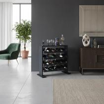 Adega Decorativa Piso Prateleira para Vinhos e Bebidas 20 garrafas - Preto Laca