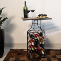 Adega decorativa, suporte de garrafas de vinho com mesa, porta-rolas em formato de garrafa Adega decorativa, suporte de garrafas de vinho com mesa, porta-rolas em formato de garrafa