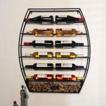 Adega decorativa, suporte de garrafas de vinho com porta-rolhas em formato de barril