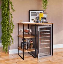 ADEGA ESTILO INDUSTRIAL AÇO FERRO MDF AD02 Informar cor da estrutura e MDF via mensagem após a compra